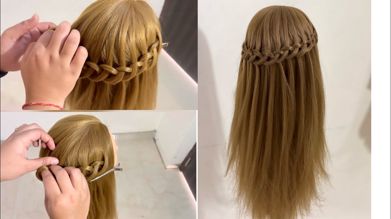 Knotted Waterfall Hairstyleeasy and quick hairstyle step by step