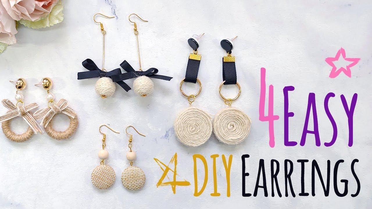 4 Easy DIY Earrings Handmade Jewellery Jewellry Making Earring