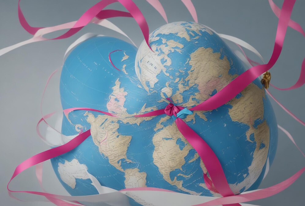 Premium AI Image a world without cancer globe and ribbon global