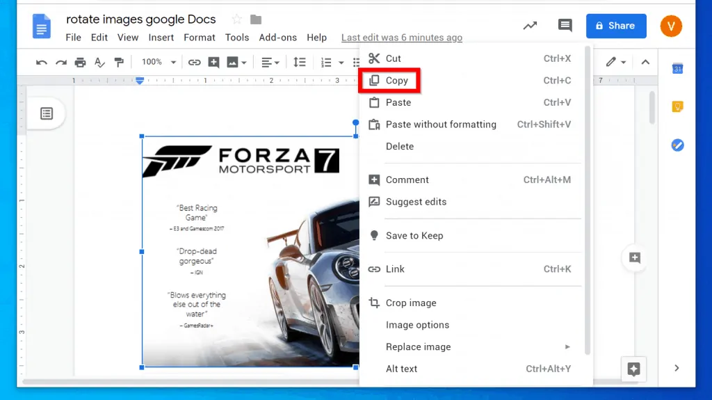 How to Rotate an Image in Google Docs Itechguides