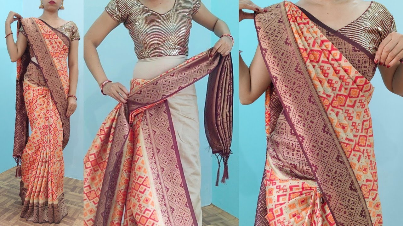 How to wear silk saree with perfect pleats easy pleats making trick