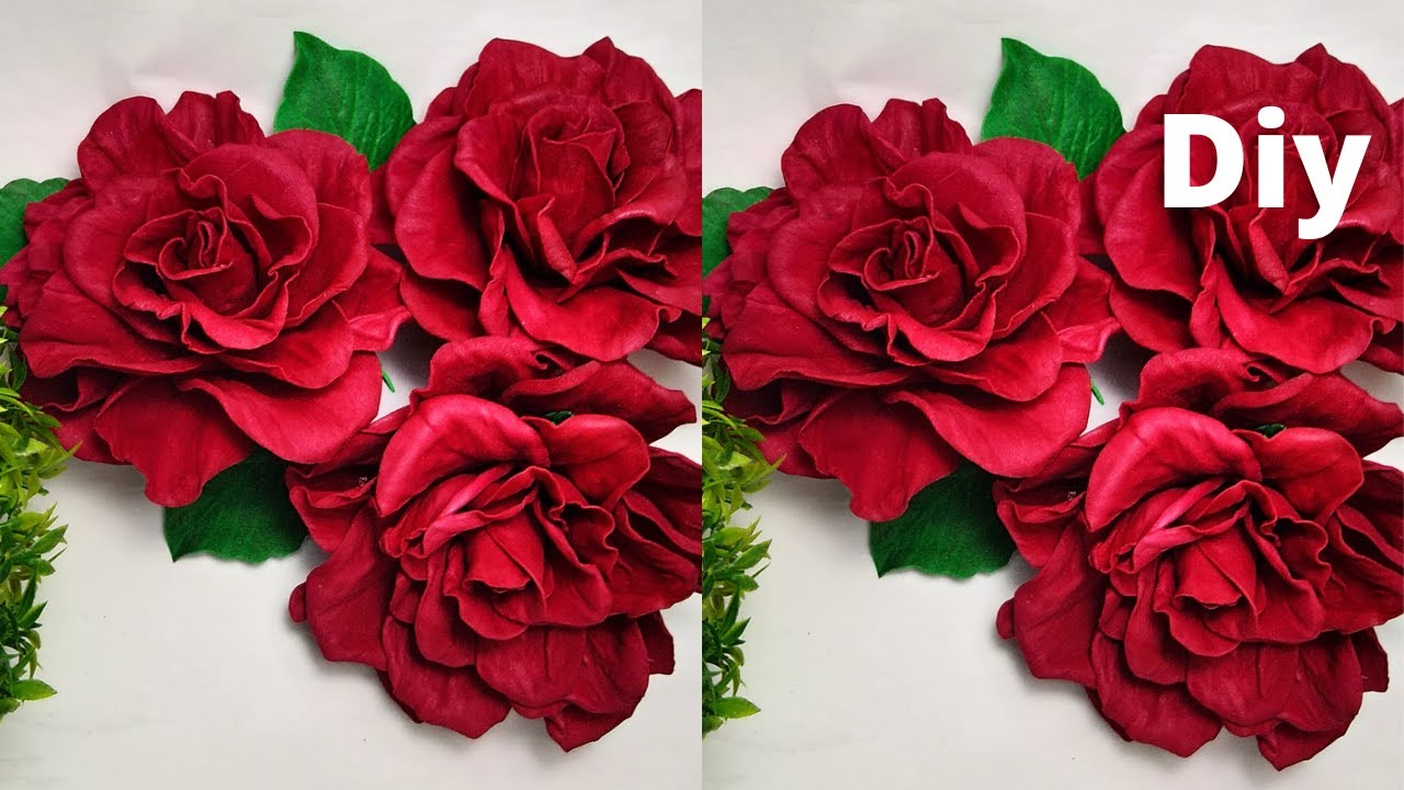how to make foam rose flowerdiy foam sheet rosefoamiran rose YouTube
