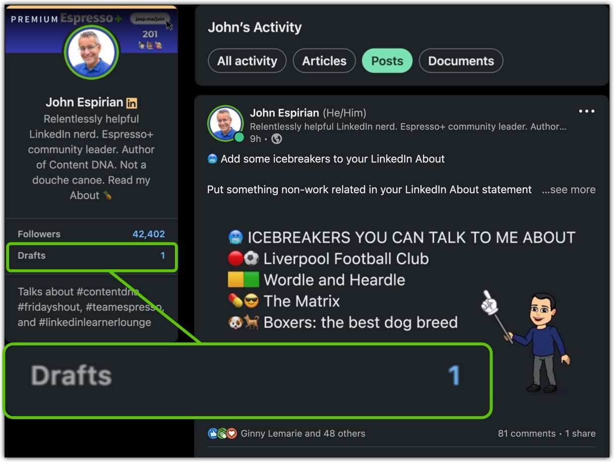 LinkedIn newsletters John Espirian