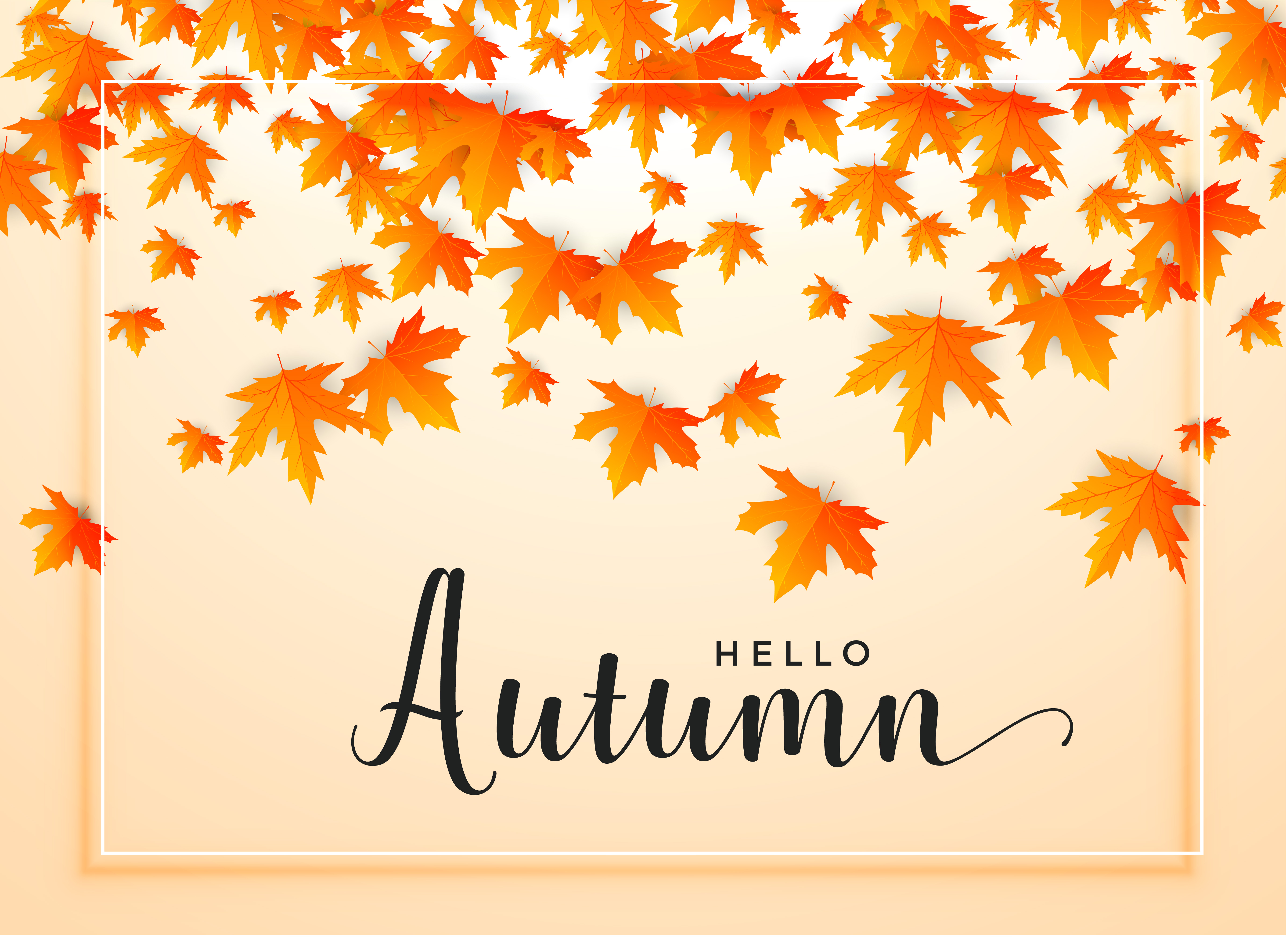 autumn seasonal background with falling leaves Download Free Vector