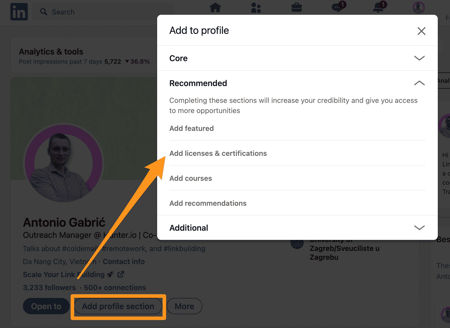 How to add certifications to your LinkedIn profile
