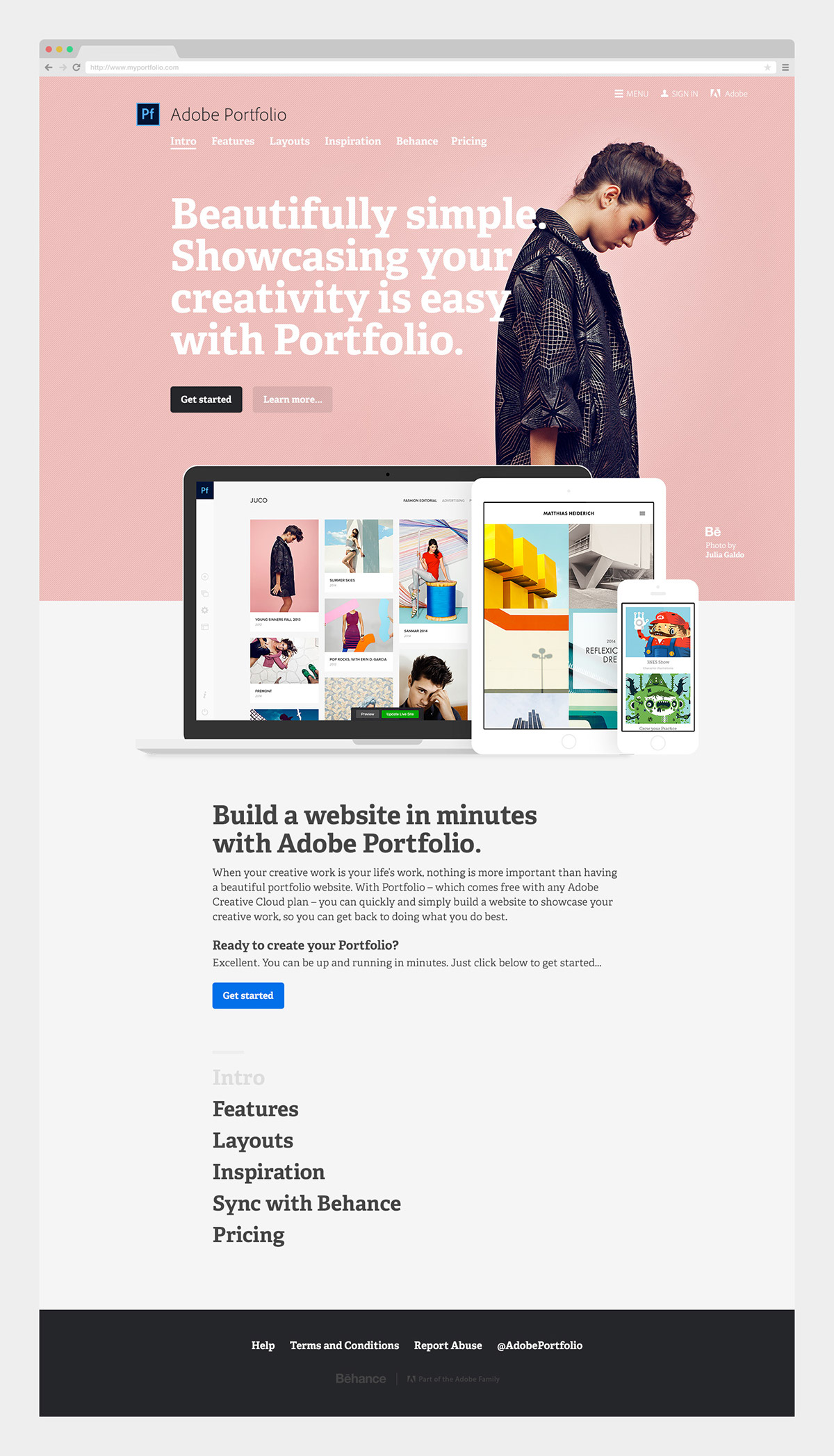 Adobe Portfolio marketing site Behance