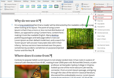 how to anchor an image in word