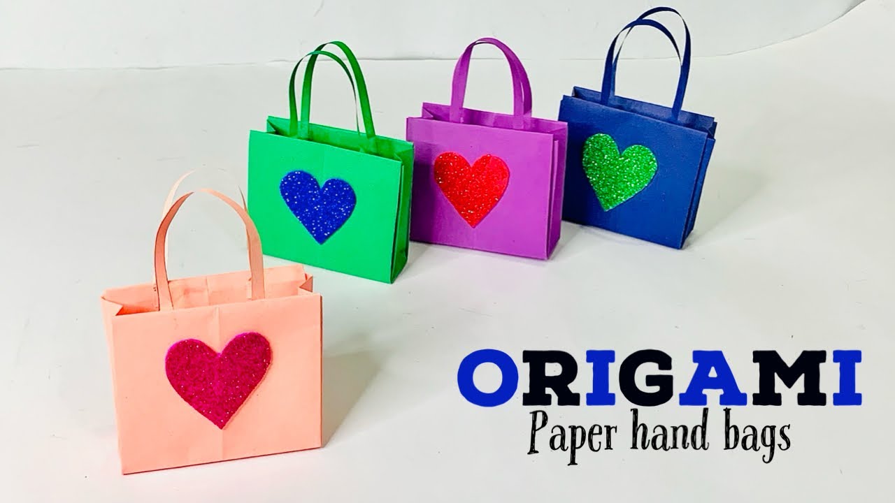 How to make a paper bags DIY origami paper hand bags Easy stepby