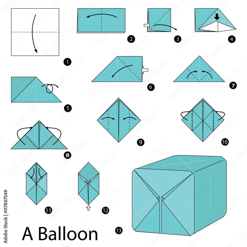 Step by step instructions how to make origami A Balloon Stock