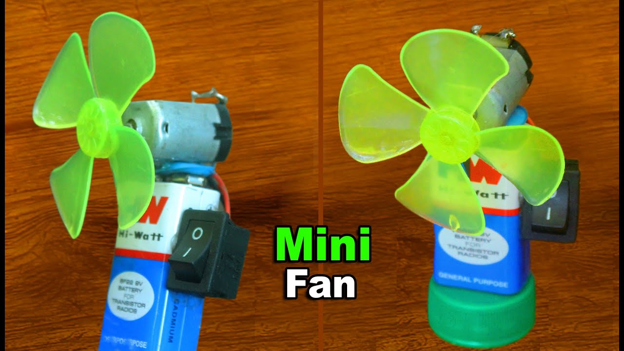 How to make mini fan at home using 9 V Battery Switch DC motor