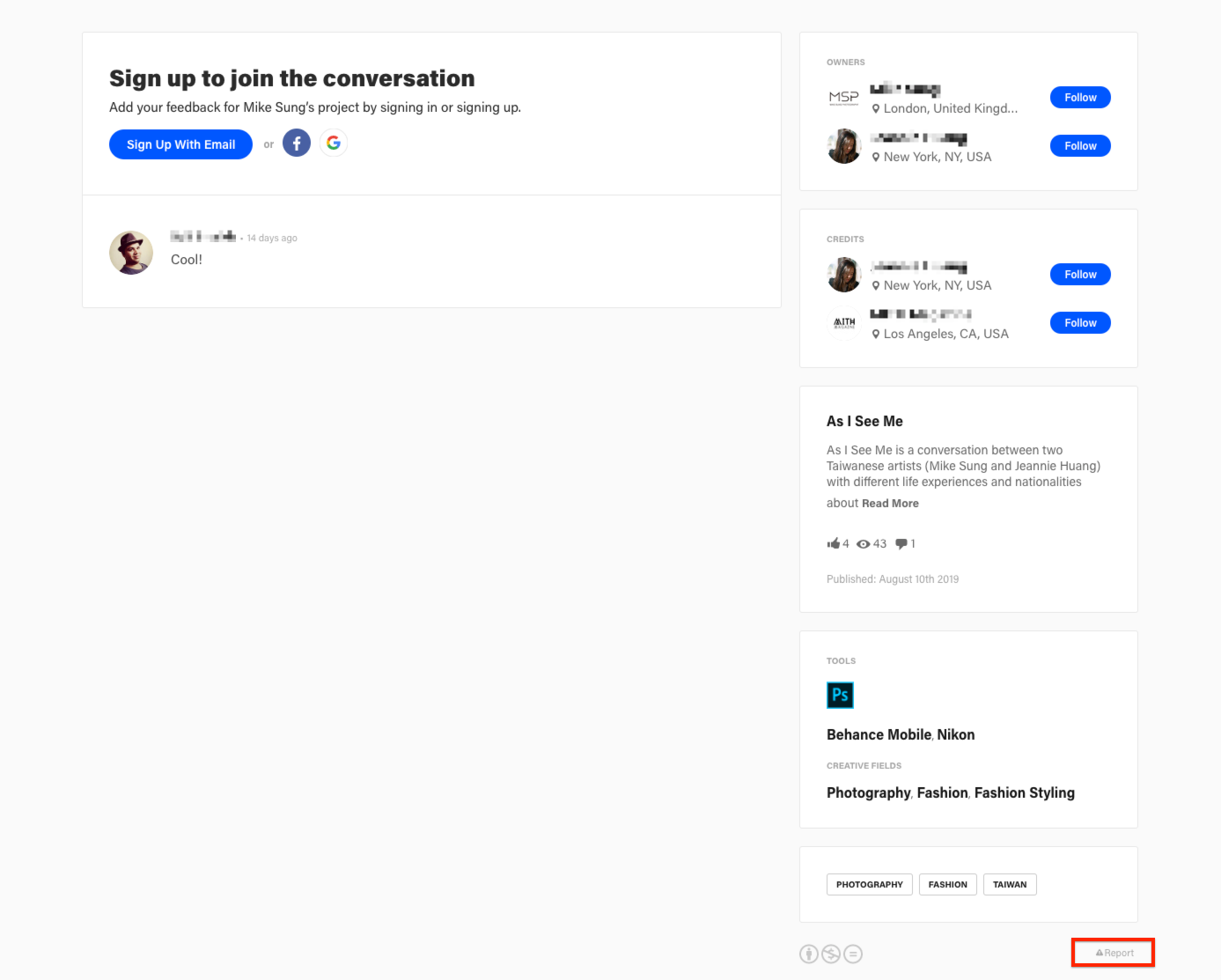 Guide Report Abuse on Behance Behance Helpcenter
