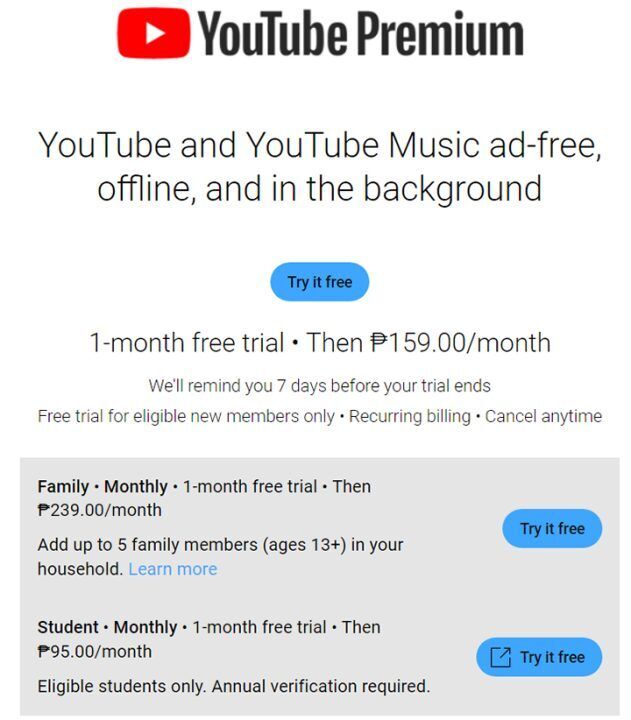 YouTube Premium price increased by USD 2 YugaTech Philippines Tech