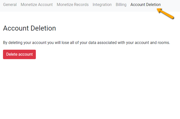 How to delete your RumbleTalk account Online Group Chat Room Plugin