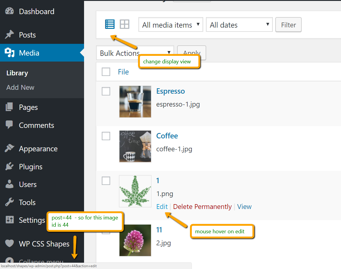 Find Image ID in WordPress WPShapes