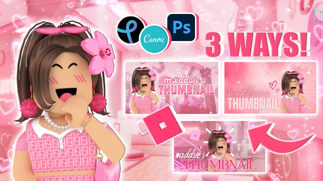 how to make a ROBLOX youtube THUMBNAIL 3 WAYS photoshop canva and