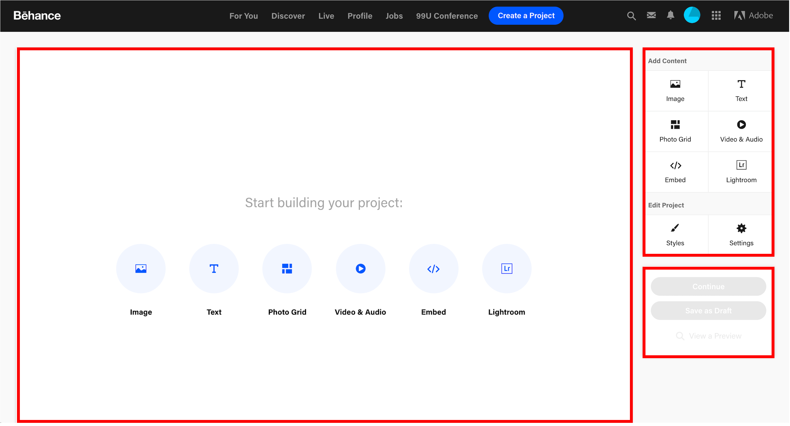 Guide Project Basics Behance Helpcenter