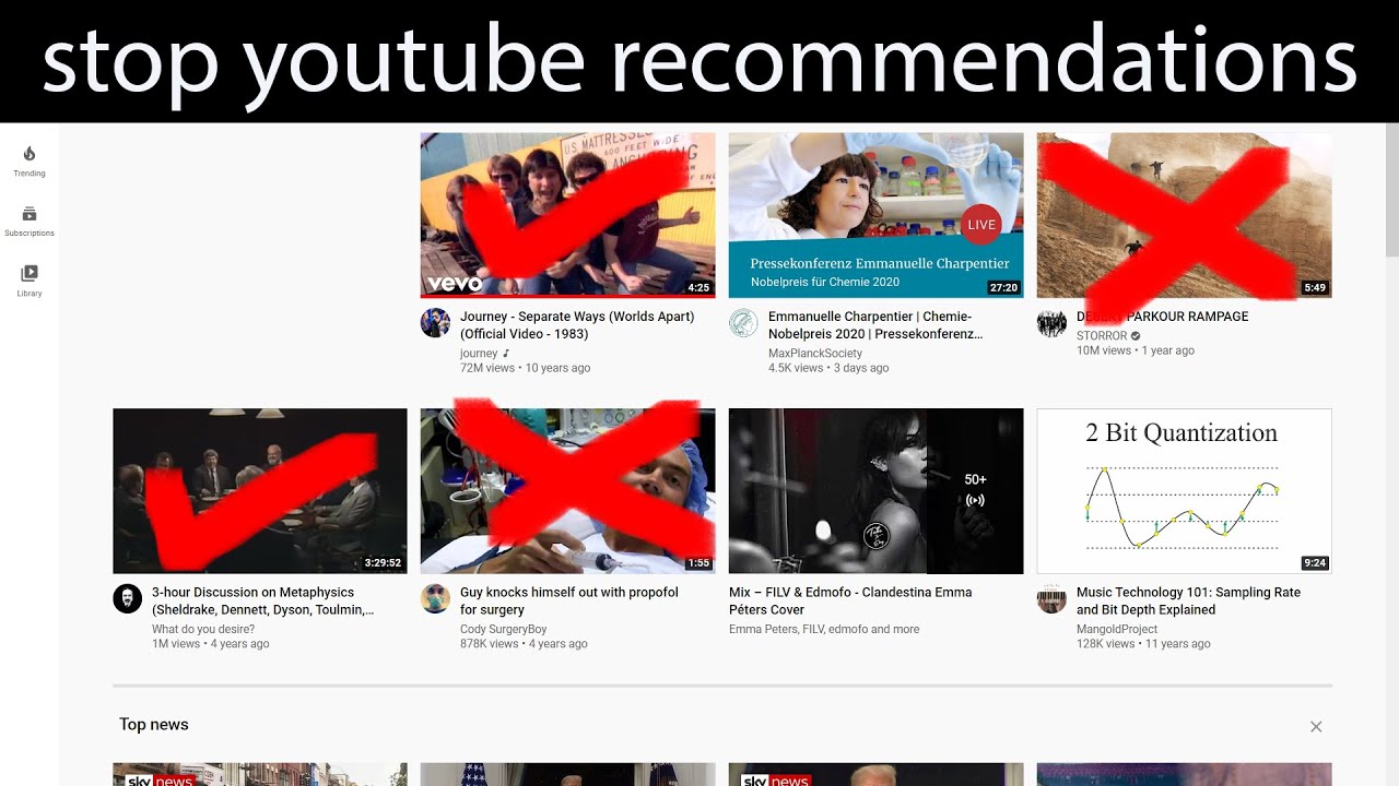 how to stop YouTube recommendations YouTube