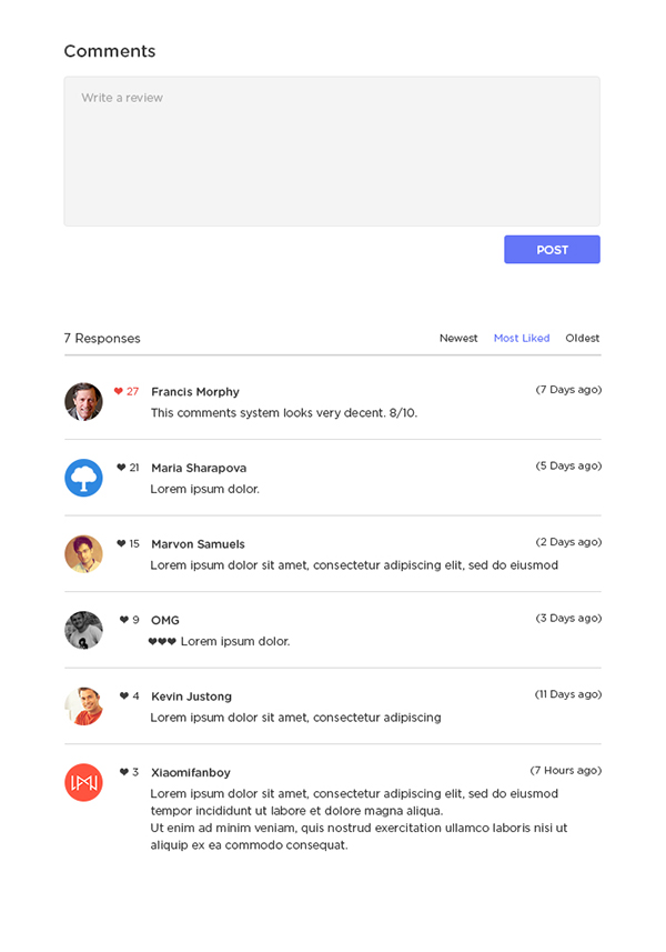 Comment system UI Design Behance