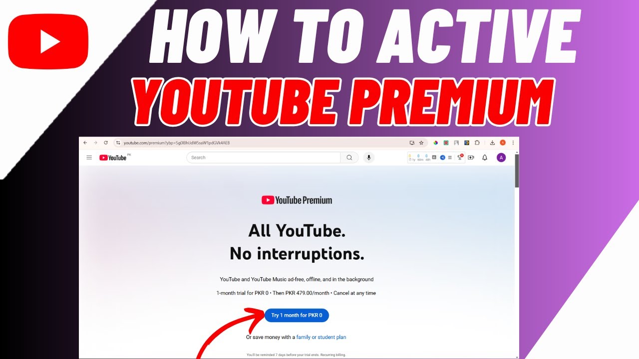 How To Activate Youtube Premium Get Youtube Premium In PCLaptop