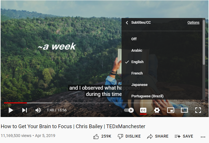 Enable Subtitles On YouTube When CC Closed Caption Button Is Not