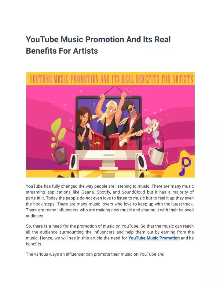 PPT YouTube Music Promotion And Its Real PowerPoint Presentation