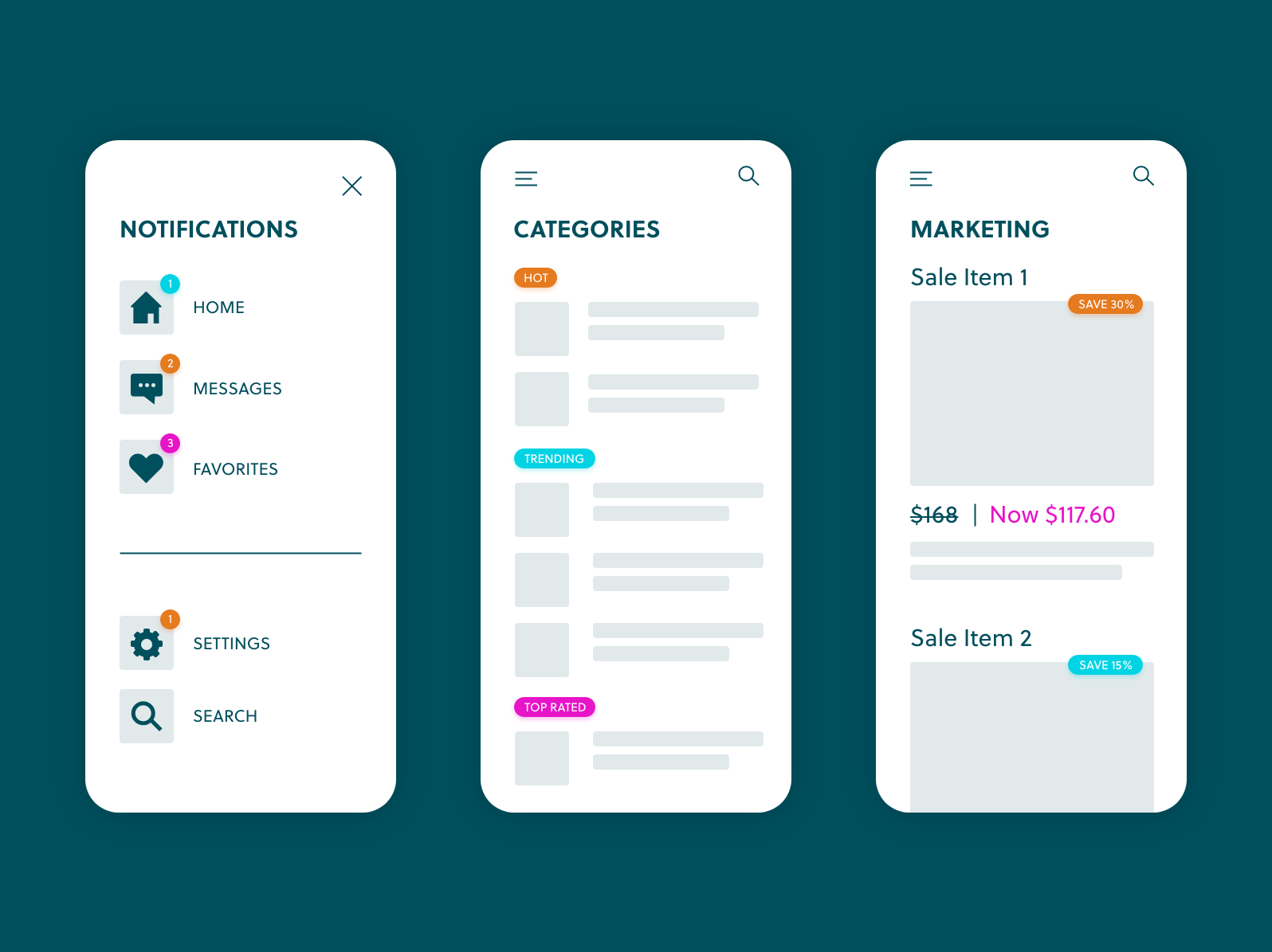 UI Badges 3 Ways by Rachel Bater on Dribbble