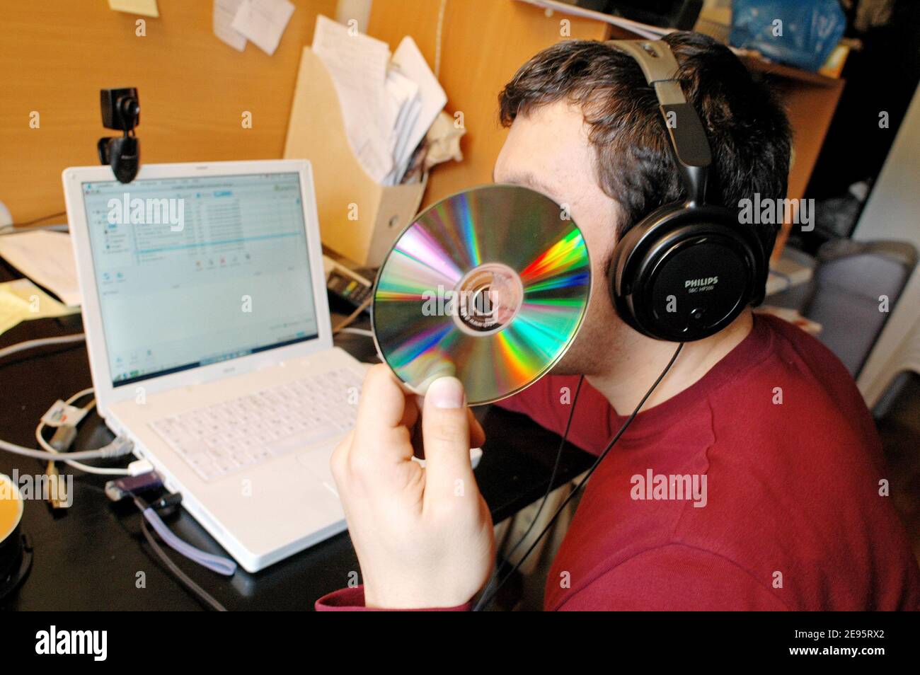 Illustration of illegal downloads of music and movies on the web in