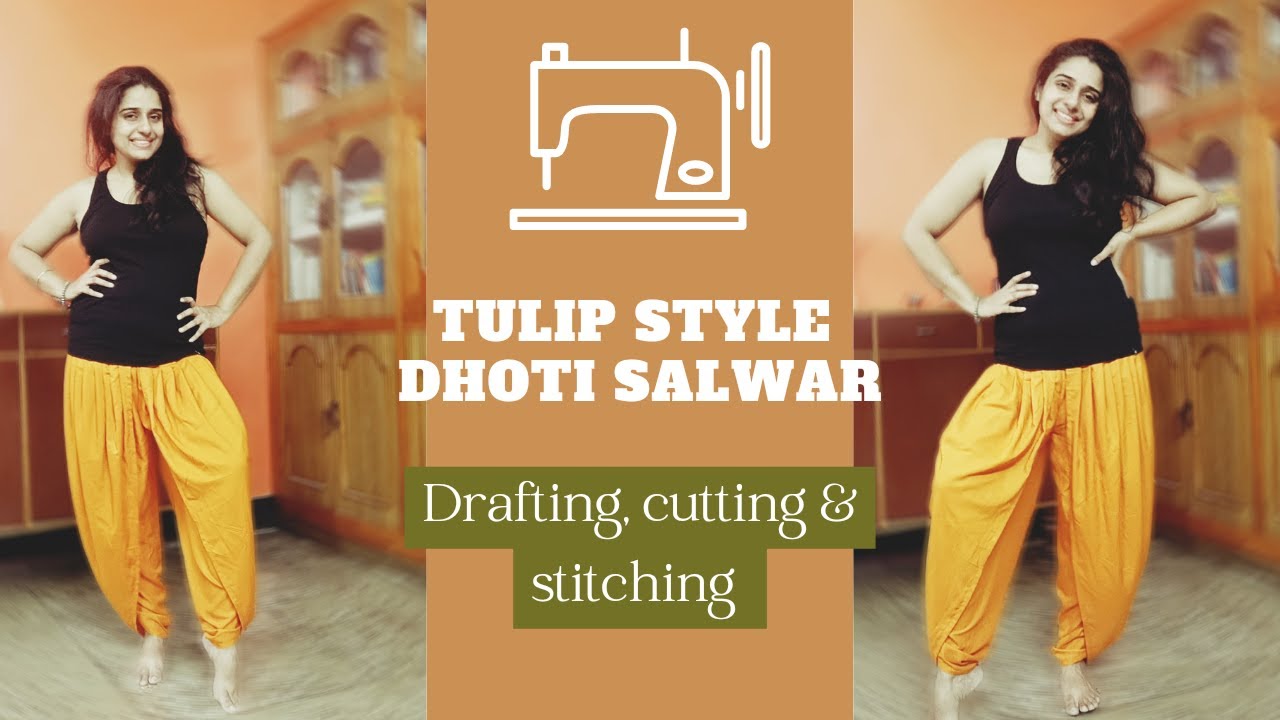 Tulip style dhoti salwar drafting cutting and stitching Dhoti