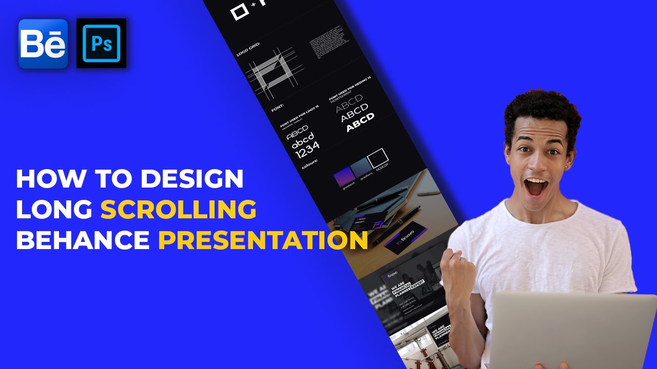 how to design long scrolling behance presentation   photoshop 