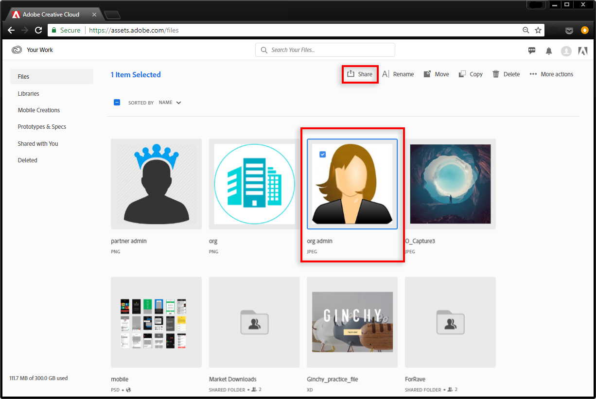 Share Adobe Creative Cloud files libraries prototypes and more