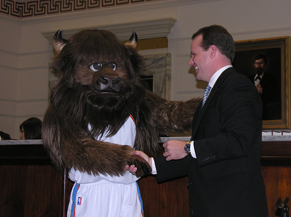 Senate Honors Rumble the Bison Oklahoma Senate