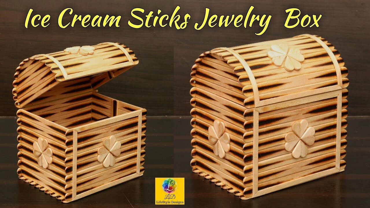 Handmade jewelry box design with Ice Cream sticks handcrafted jewelry
