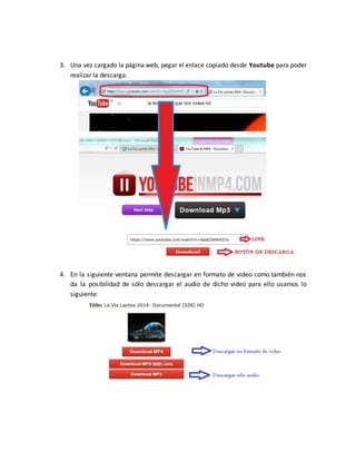 Manual descarga de videos youtube PDF
