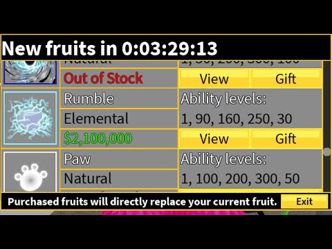RUMBLE IS IN STOCK IN BLOX FRUITS YouTube