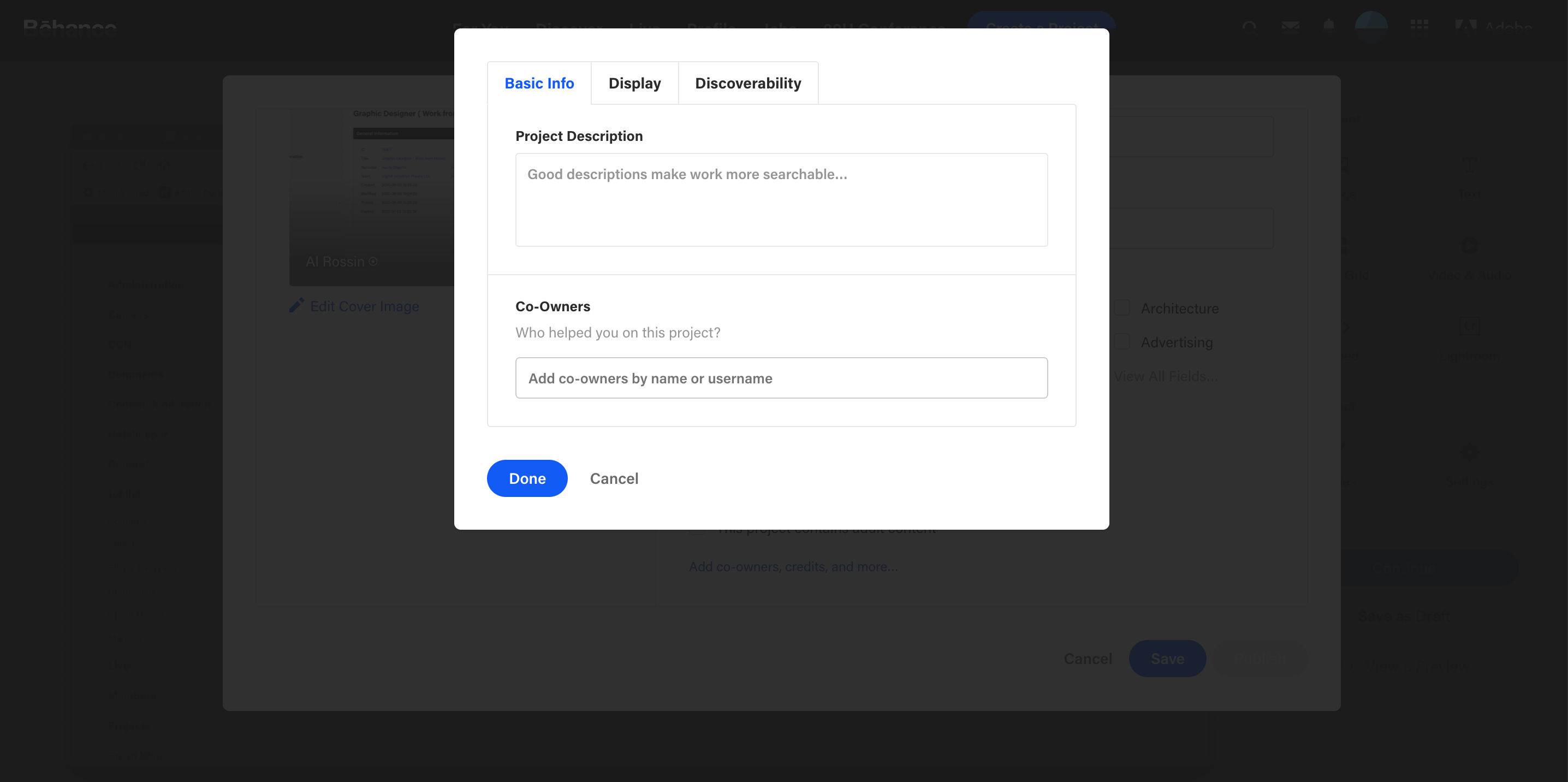 Guide Create Publish A Project Behance Helpcenter