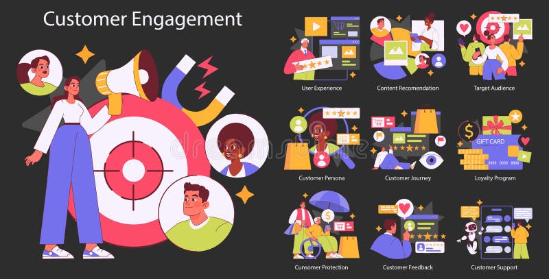Customer Engagement Flat Vector Illustration Stock Vector
