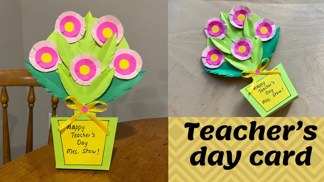 DIY Card For Teachers Day Paper Flower Bouquet Card For Teacher