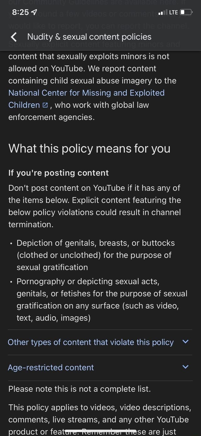 7 LTE_ Nudity sexual content policies content that sexually