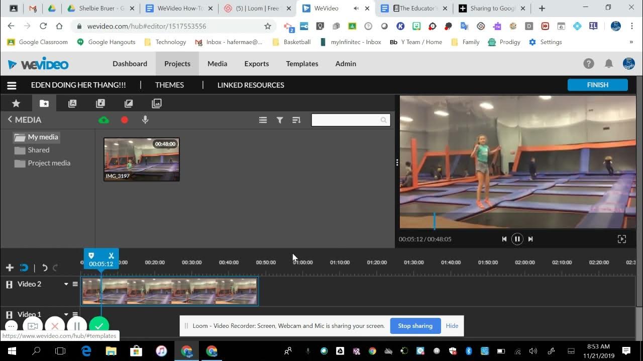 Editing video on WeVideo YouTube