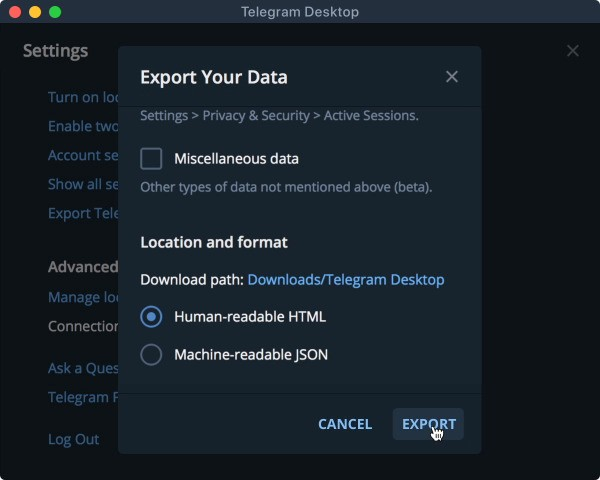 A guide to getting your data from Telegram Privacy International