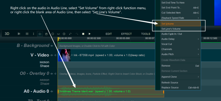 How to adjust volume of video or audio
