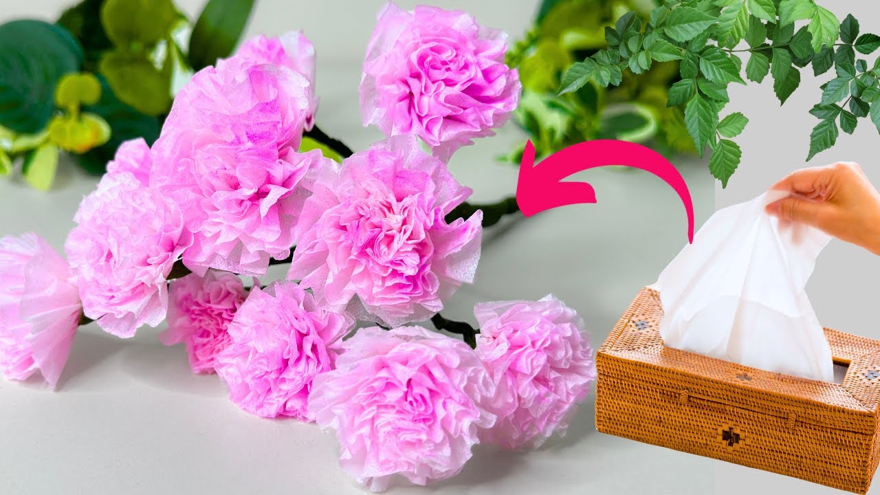 How to make Easy Tissue Paper Flowers Paper crafts DIY crafts
