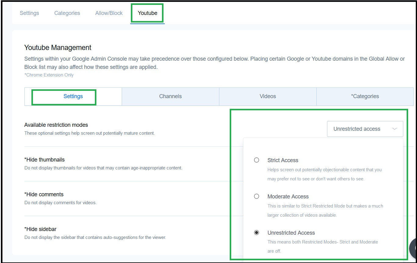 How to set up YouTube restrictions via Securly Support