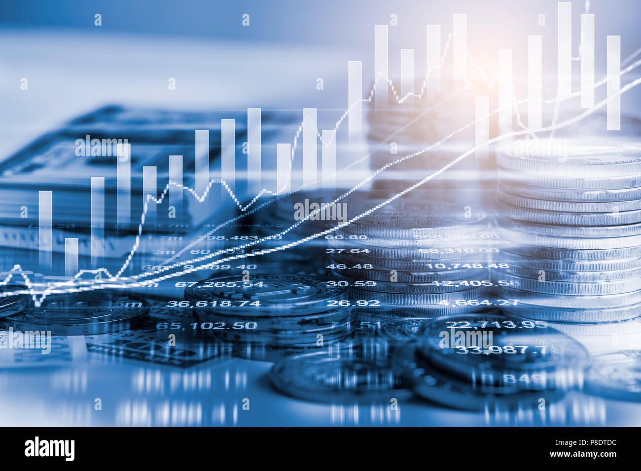 Stock market or forex trading graph and candlestick chart suitable for