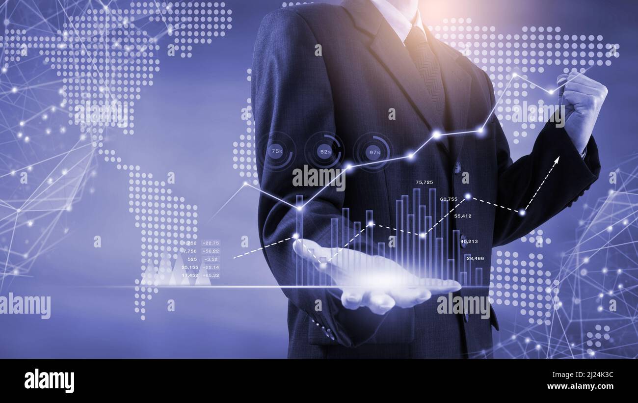 Stock market or forex trading graph and candlestick chart suitable for