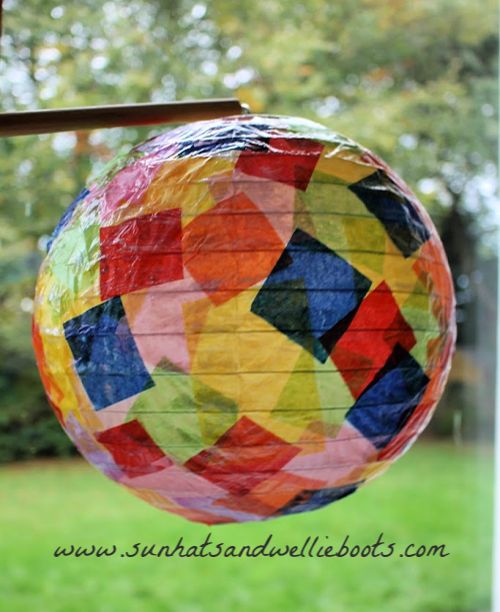 DIY Round Paper Lanterns with Lantern Cane Ideal for a Festival of