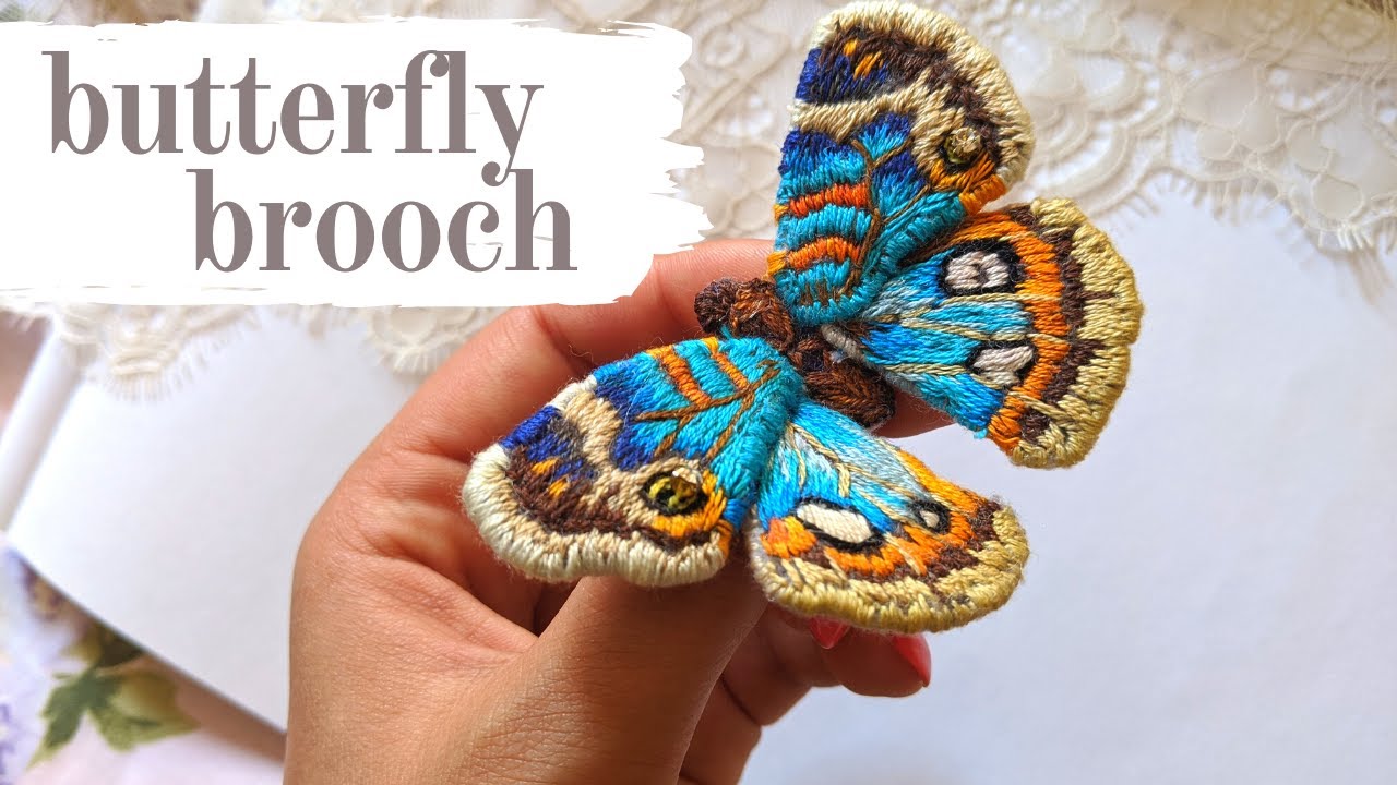 Easy Butterfly brooch tutorial embroidery gift YouTube