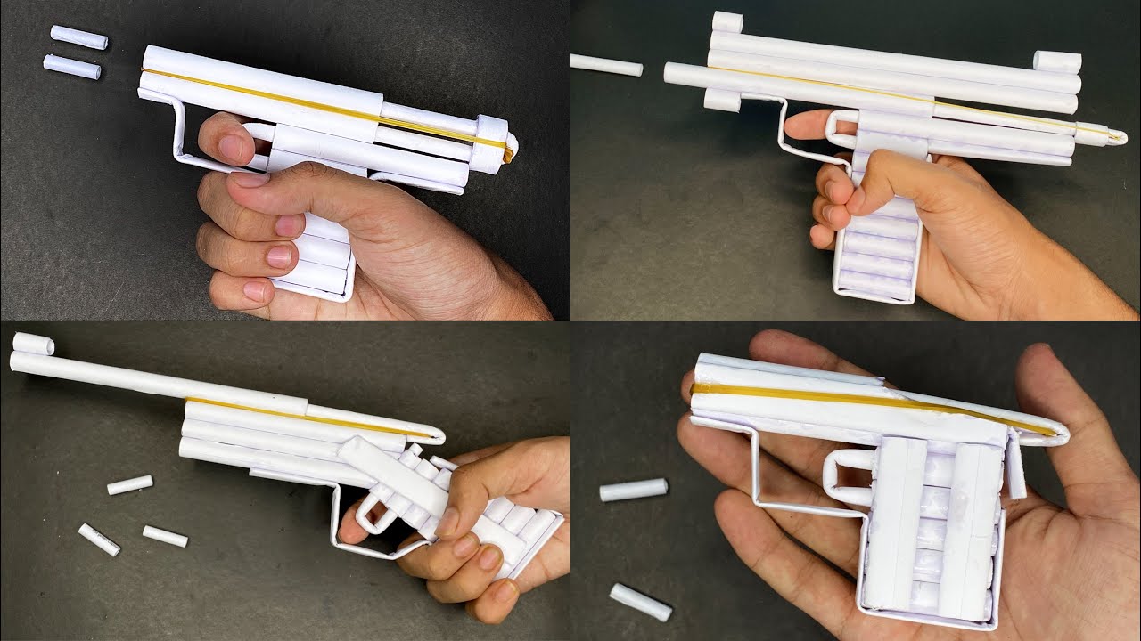 04 Powerful PAPER GUN Easy to make at home Paper craft How to make