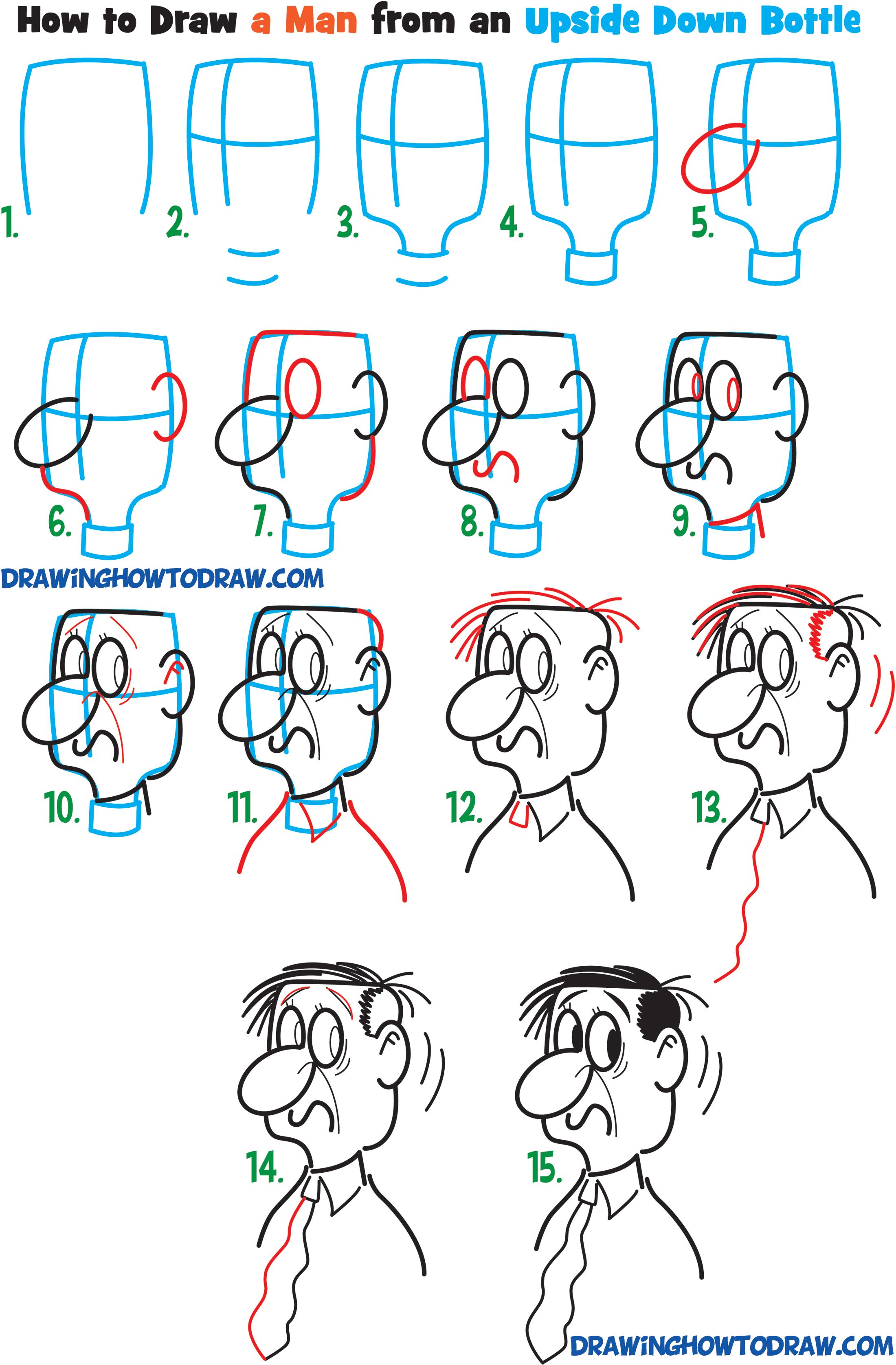Learn How to Draw Cartoon Men Characters Faces from Household Objects