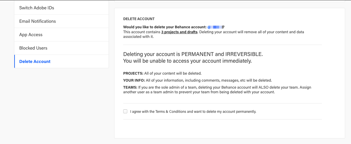 Guide Delete Your Behance Profile Behance Helpcenter